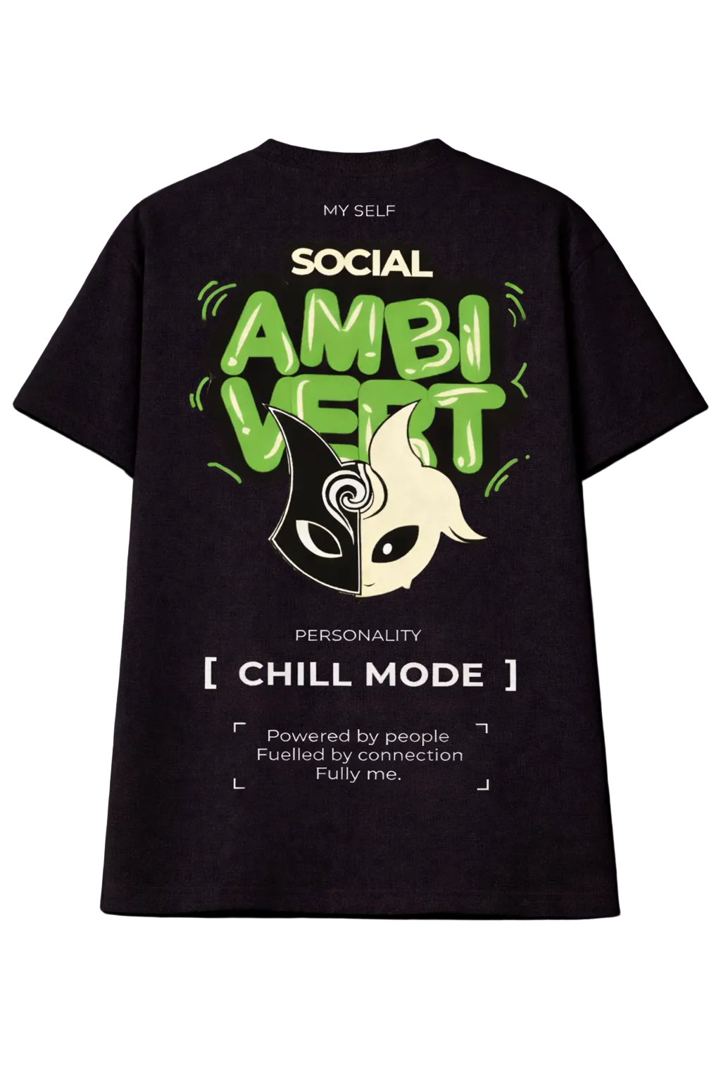 Social Ambivert Black Oversized T-shirt